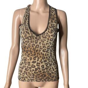 Max & Co Tricot Max Mara Tank Top Women Med Animal Print Shimmer Semi Sheer New